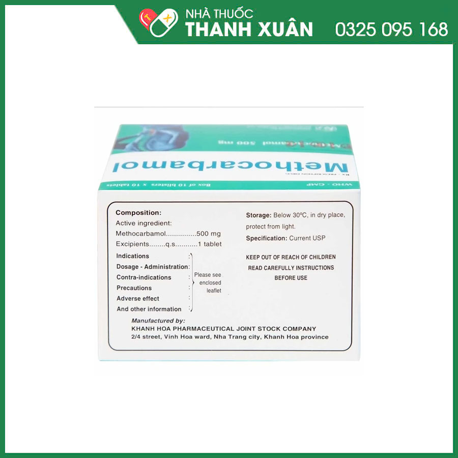 Methocarbamol 500mg thuốc điều trị ngắn hạn các cơn đau và co thắt cơ